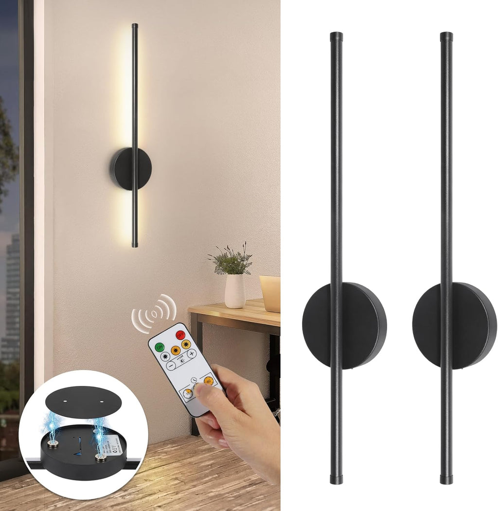 Rechargeable wall lamp set, 24-inch gold dimmable lamp, with remote control