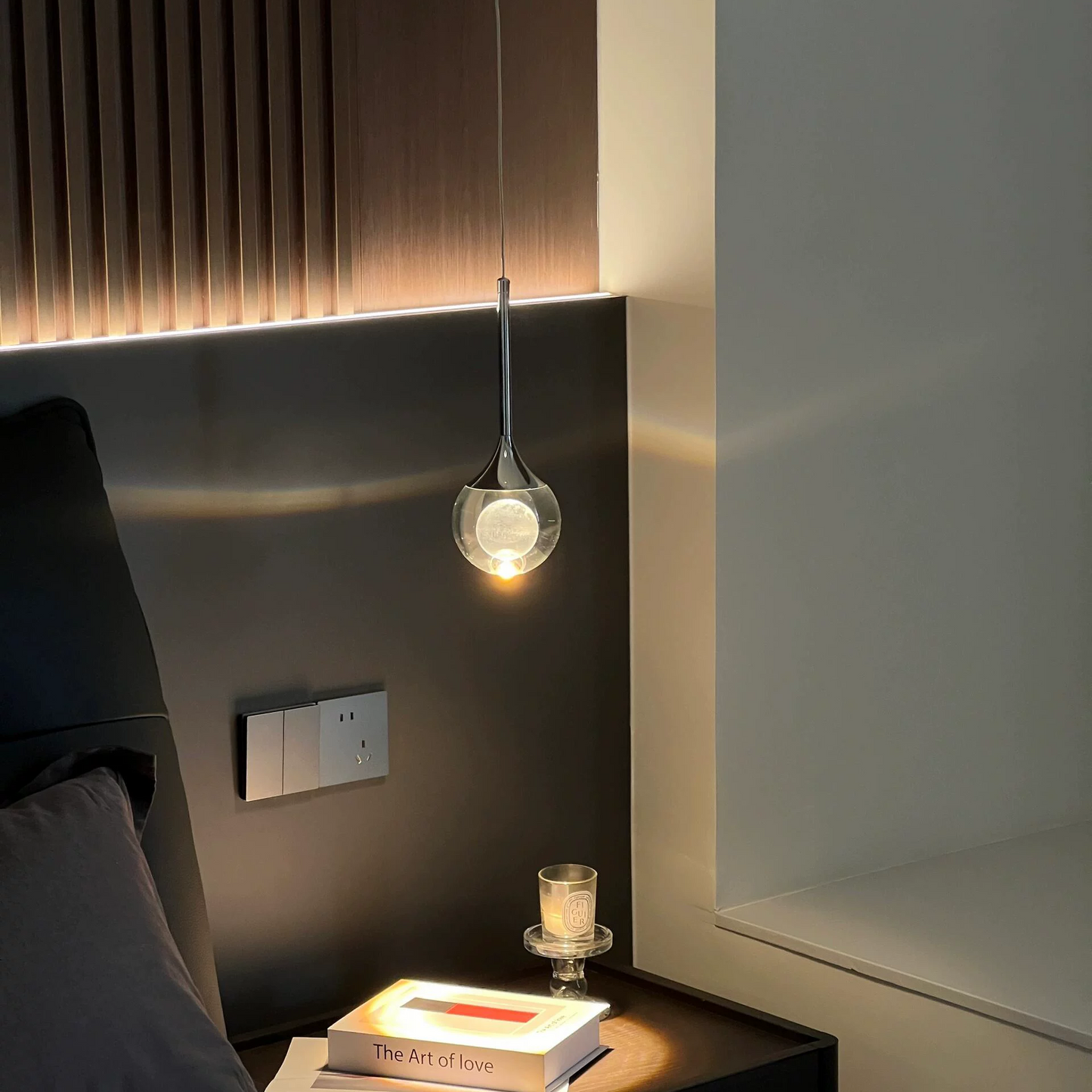 Interactive Floating Moon Pendant Light - Height Adjustable & Hand-Swipe Control
