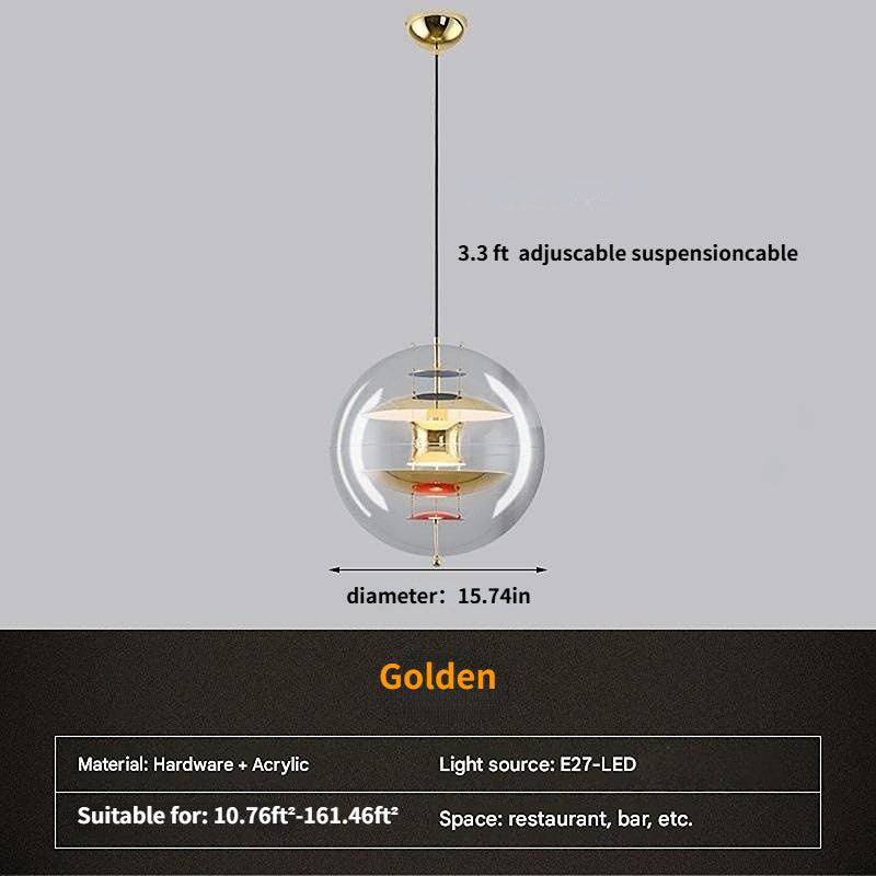 Scandinavian Chrome Pendant Lamp – Modern Minimalist Lighting for Dining & Bedroom