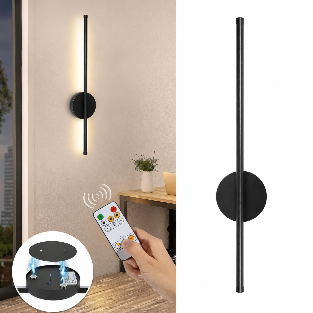 Rechargeable Wireless Wall Sconces with Remote Control