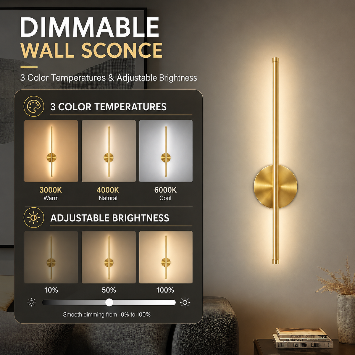 Luxury Wireless Wall Sconces – No Wiring, Rechargeable (Set of 2)