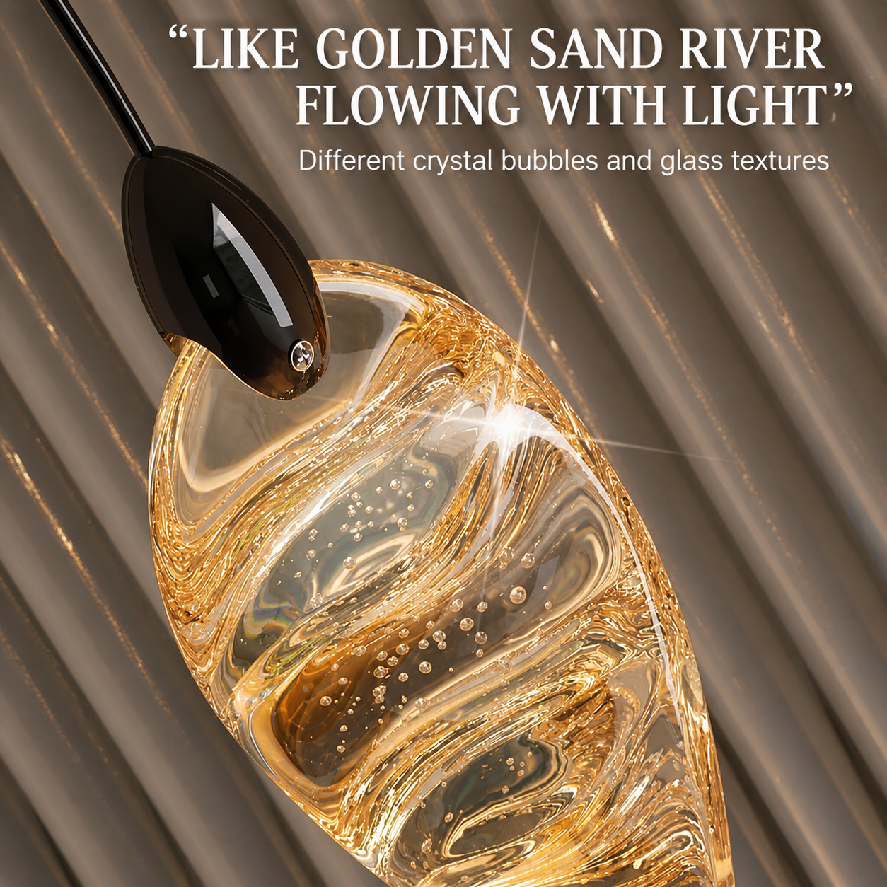 Amber stone chandelier, modern minimalist style.