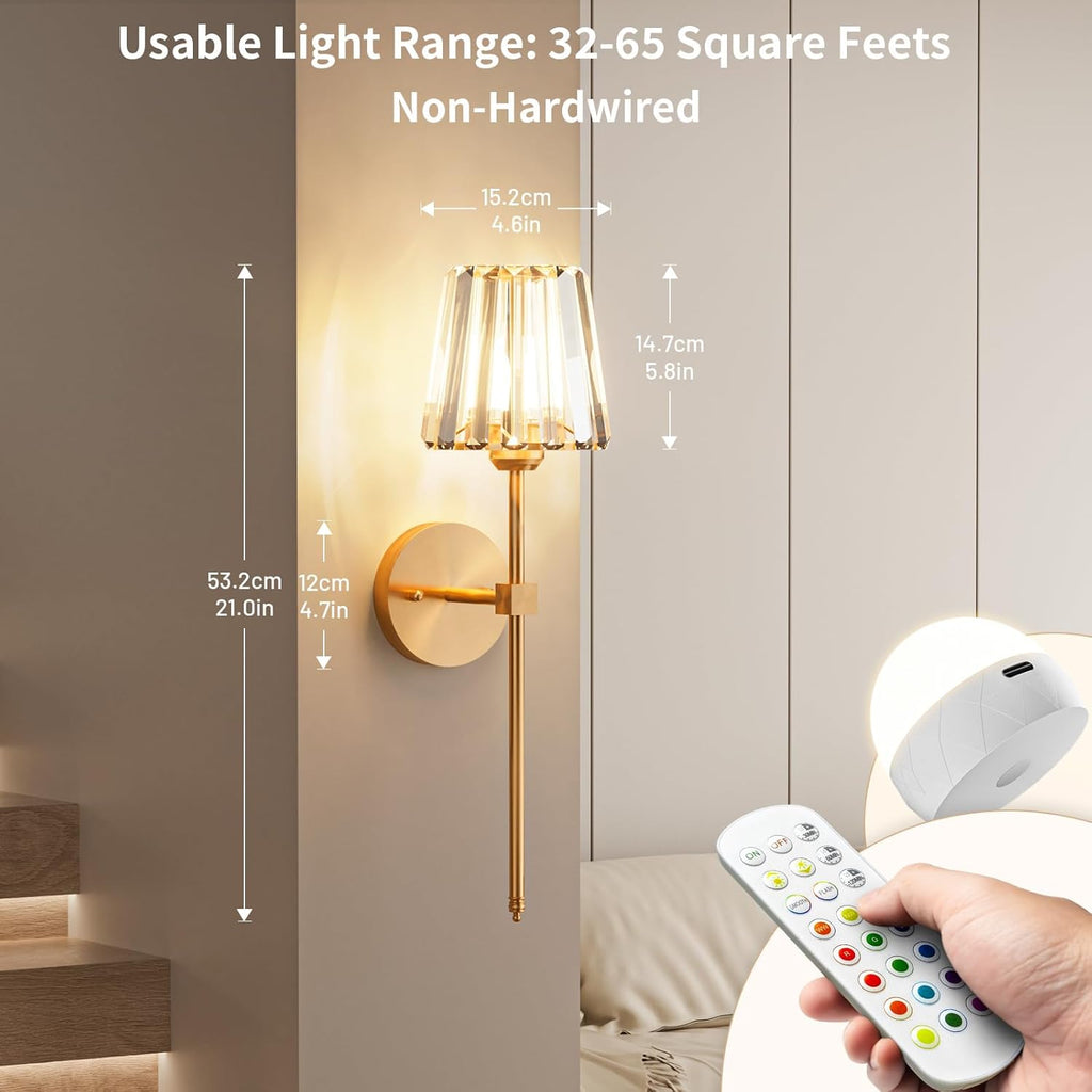 Rechargeable Crystal Wall Sconce with Remote Control