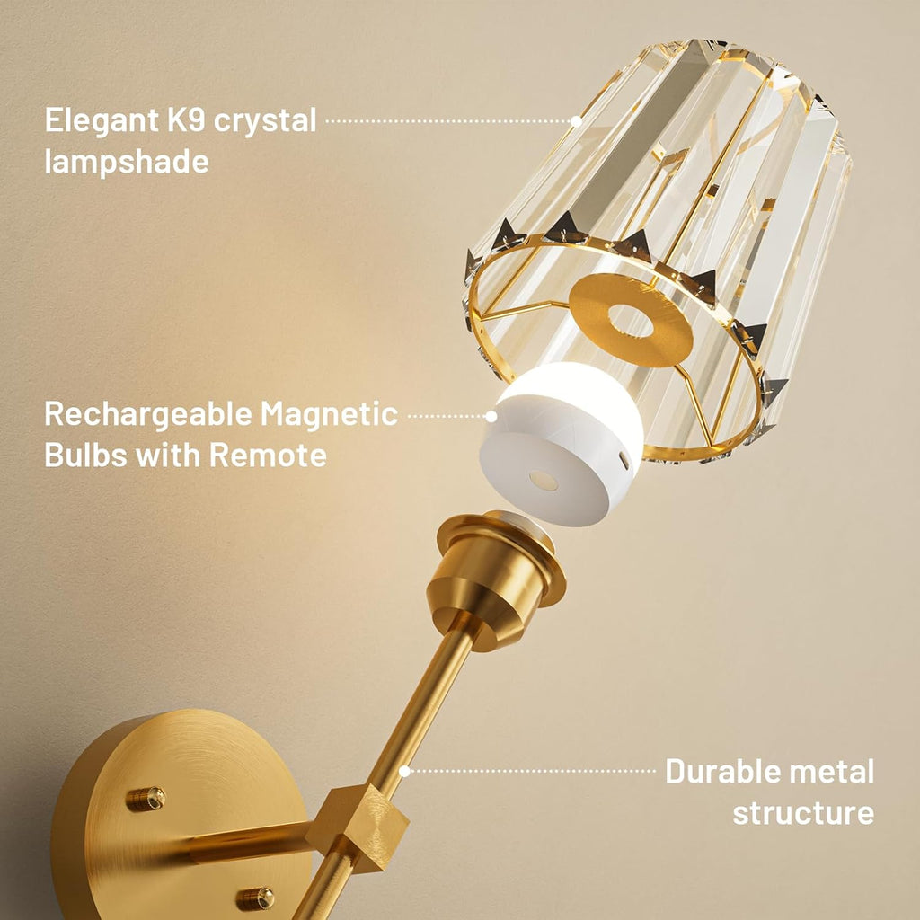 Rechargeable Crystal Wall Sconce with Remote Control