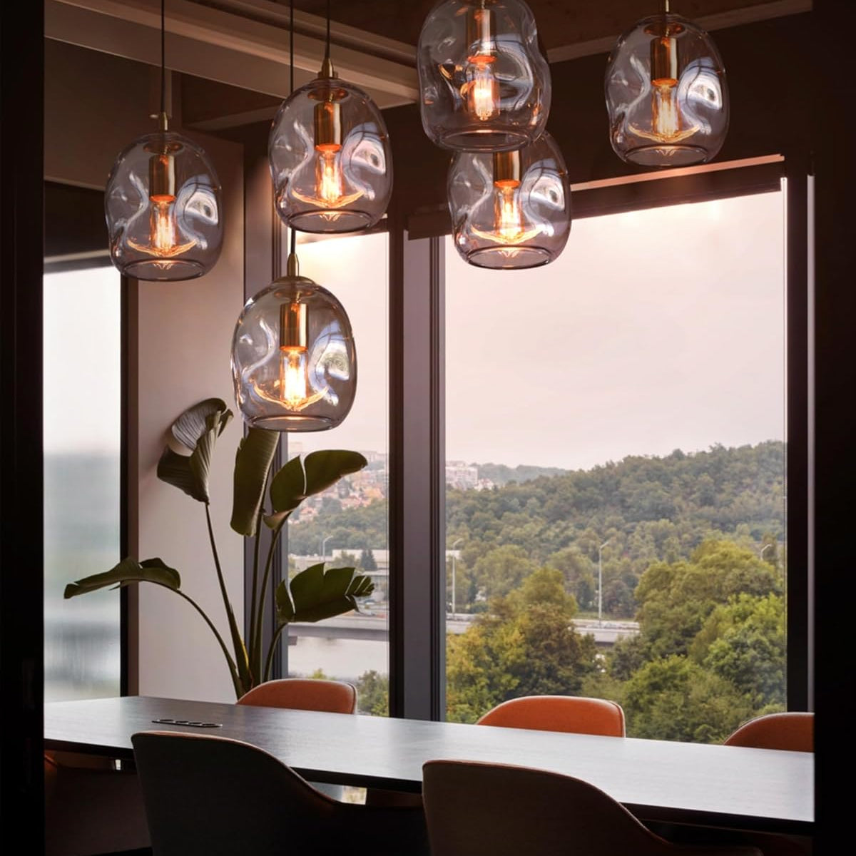 Pendant Lights Kitchen Island 2 Pack Modern Contemporary Clear Glass Organic Globe Brass Gold Hanging Light Adjustable Cord Bedroom Dining Table Small Medium Lamp 8 Inch Height