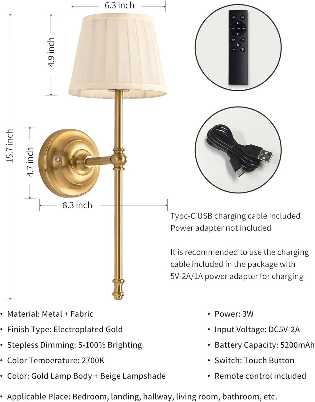 Cordless Wall Sconce