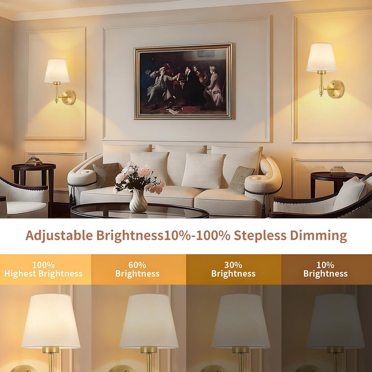 Rechargeable Wireless Wall Sconces Set of 2