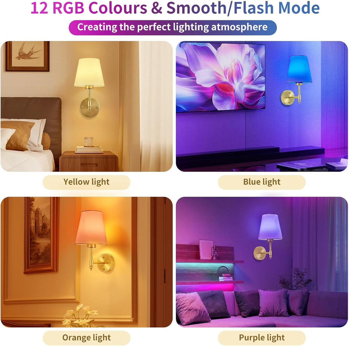 Rechargeable Wireless Wall Sconces Set of 2
