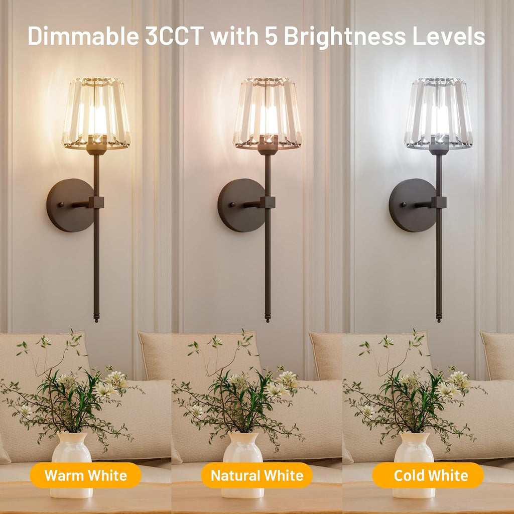 Rechargeable Crystal Wall Sconce with Remote Control