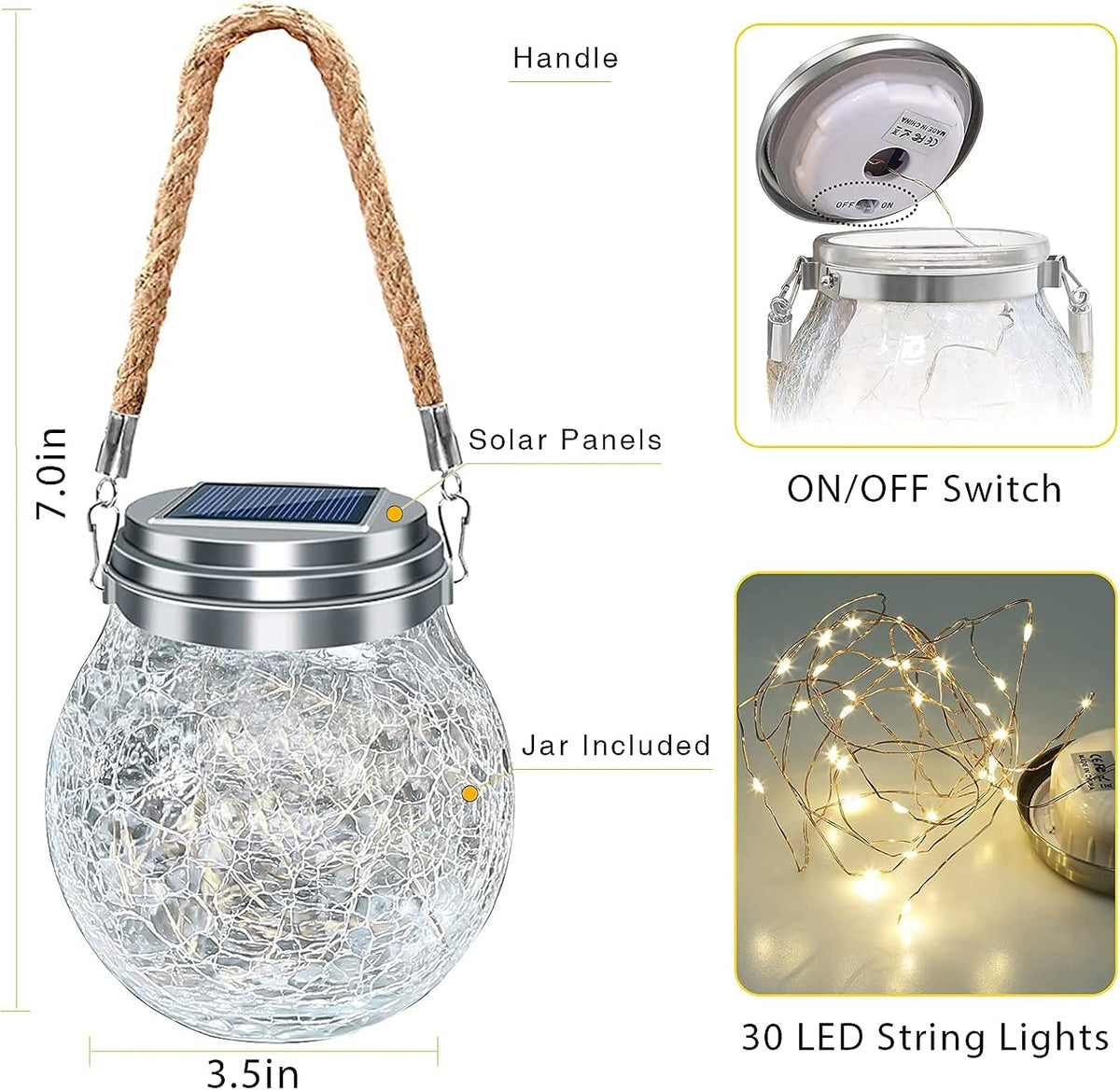 Solar Lanterns, 2-Pack Outdoor Lanterns