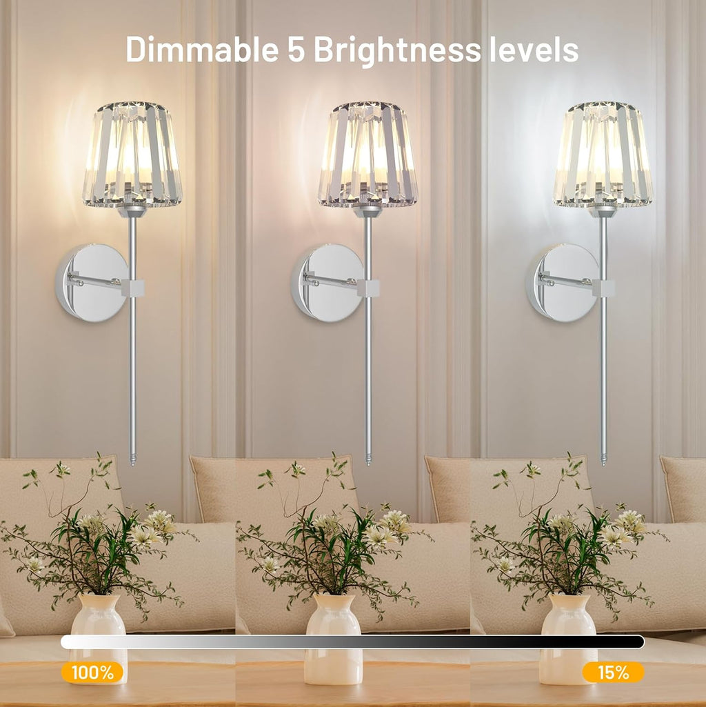 Rechargeable Crystal Wall Sconce with Remote Control