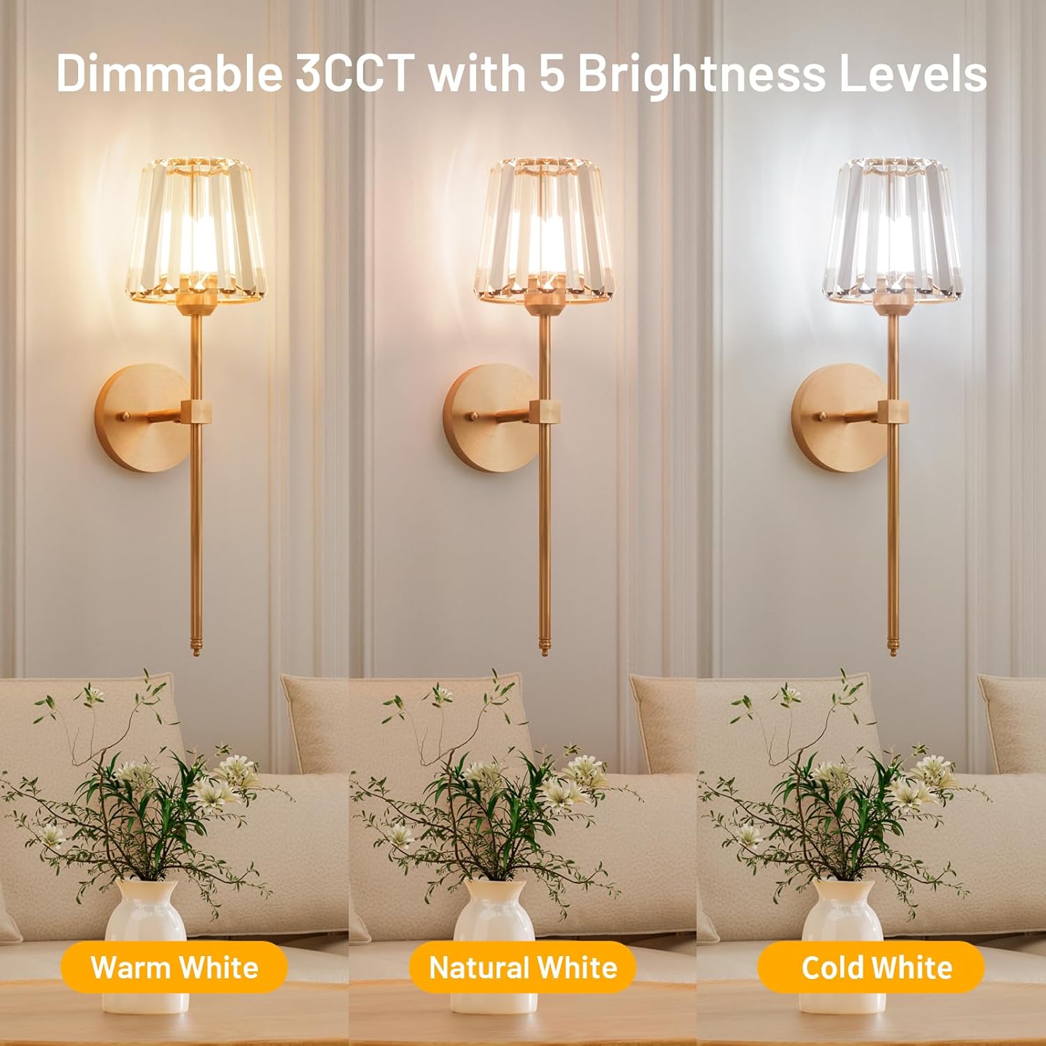 Rechargeable Crystal Wall Sconce with Remote Control