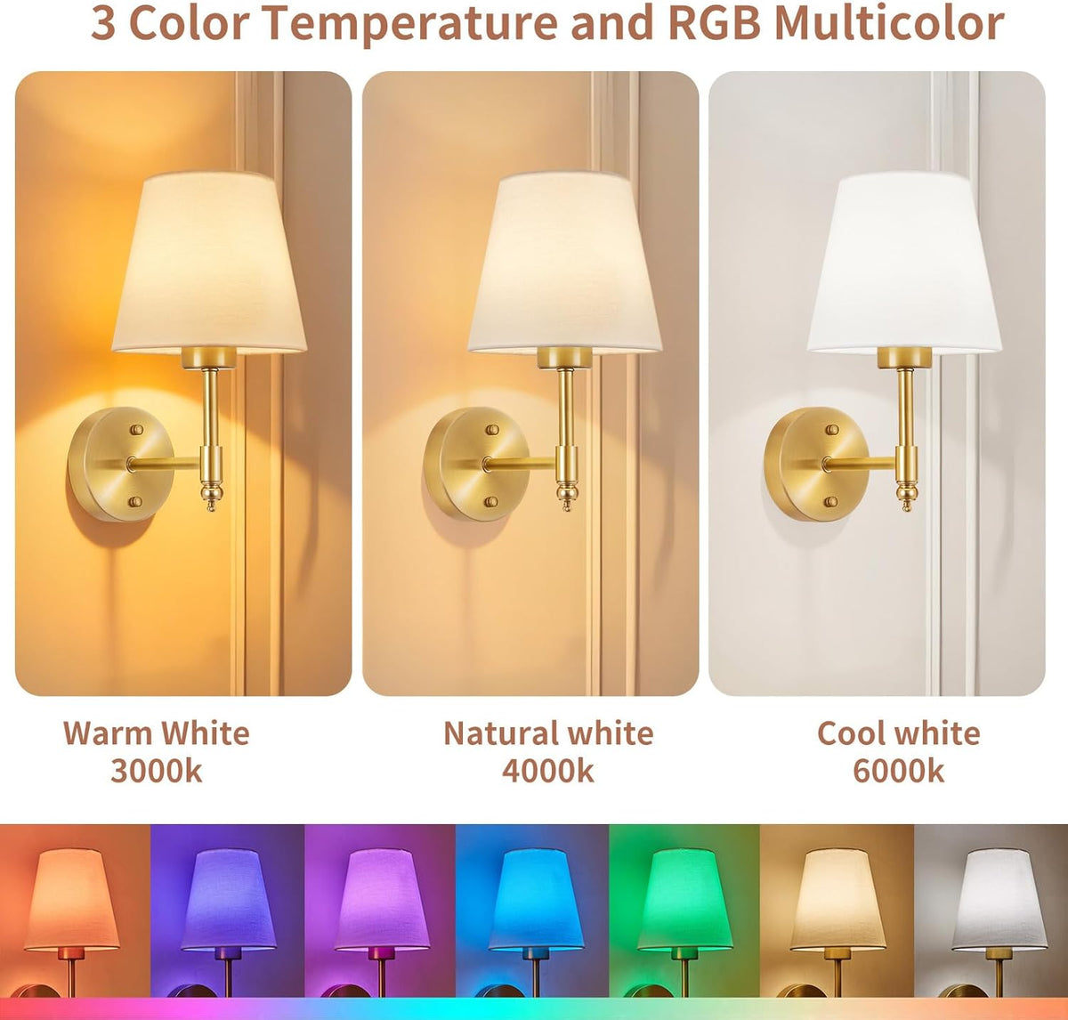 Rechargeable Wireless Wall Sconces Set of 2