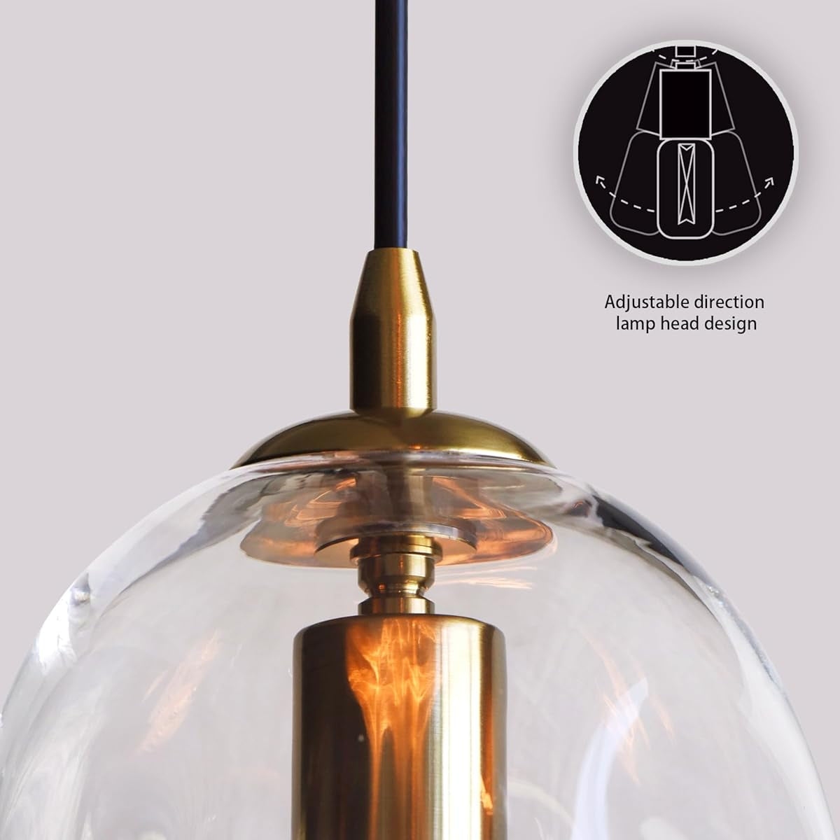 Pendant Lights Kitchen Island 2 Pack Modern Contemporary Clear Glass Organic Globe Brass Gold Hanging Light Adjustable Cord Bedroom Dining Table Small Medium Lamp 8 Inch Height
