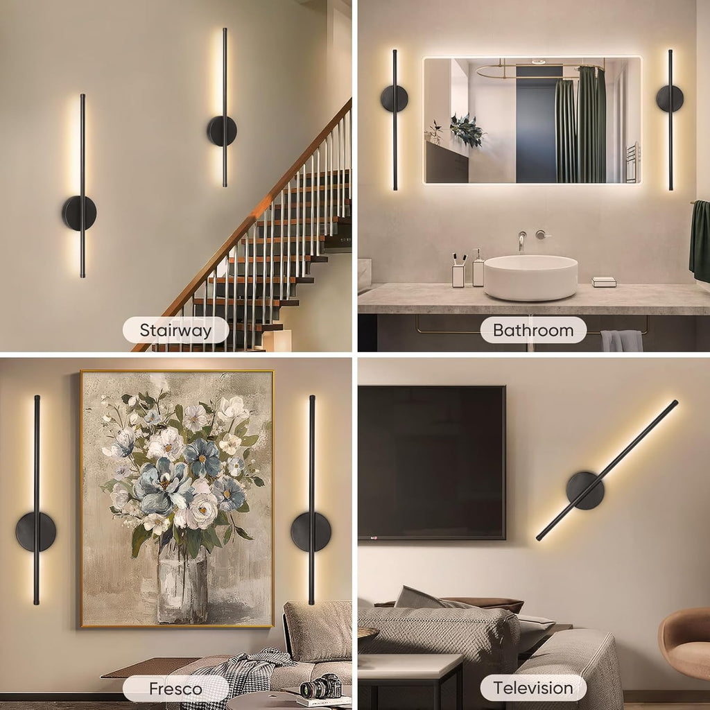 Rechargeable wall lamp set, 24-inch gold dimmable lamp, with remote control