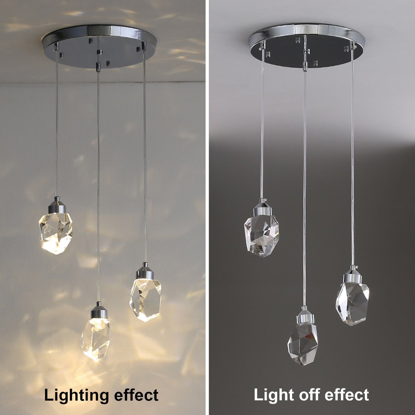 Luxury pendant light, modern minimalist crystal tri-color lamp