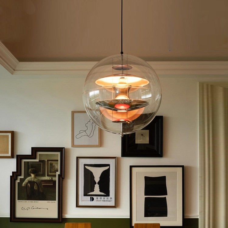 Scandinavian Chrome Pendant Lamp – Modern Minimalist Lighting for Dining & Bedroom