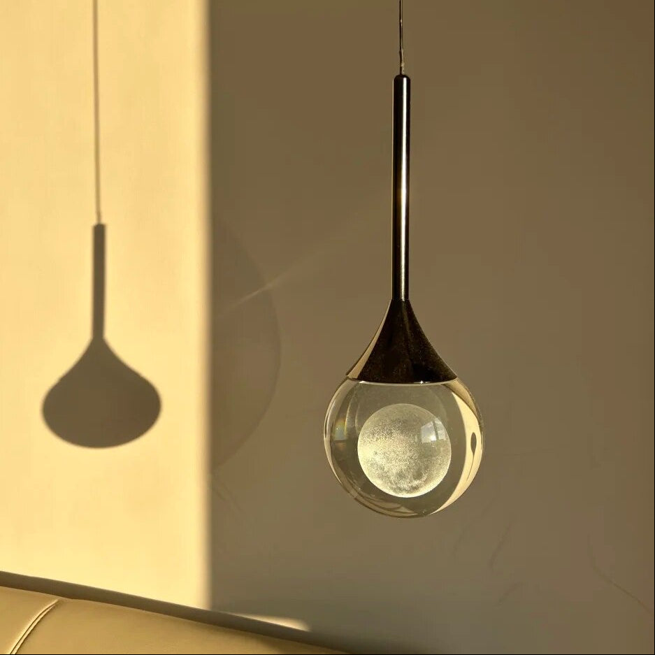Interactive Floating Moon Pendant Light - Height Adjustable & Hand-Swipe Control