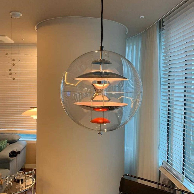 Scandinavian Chrome Pendant Lamp – Modern Minimalist Lighting for Dining & Bedroom