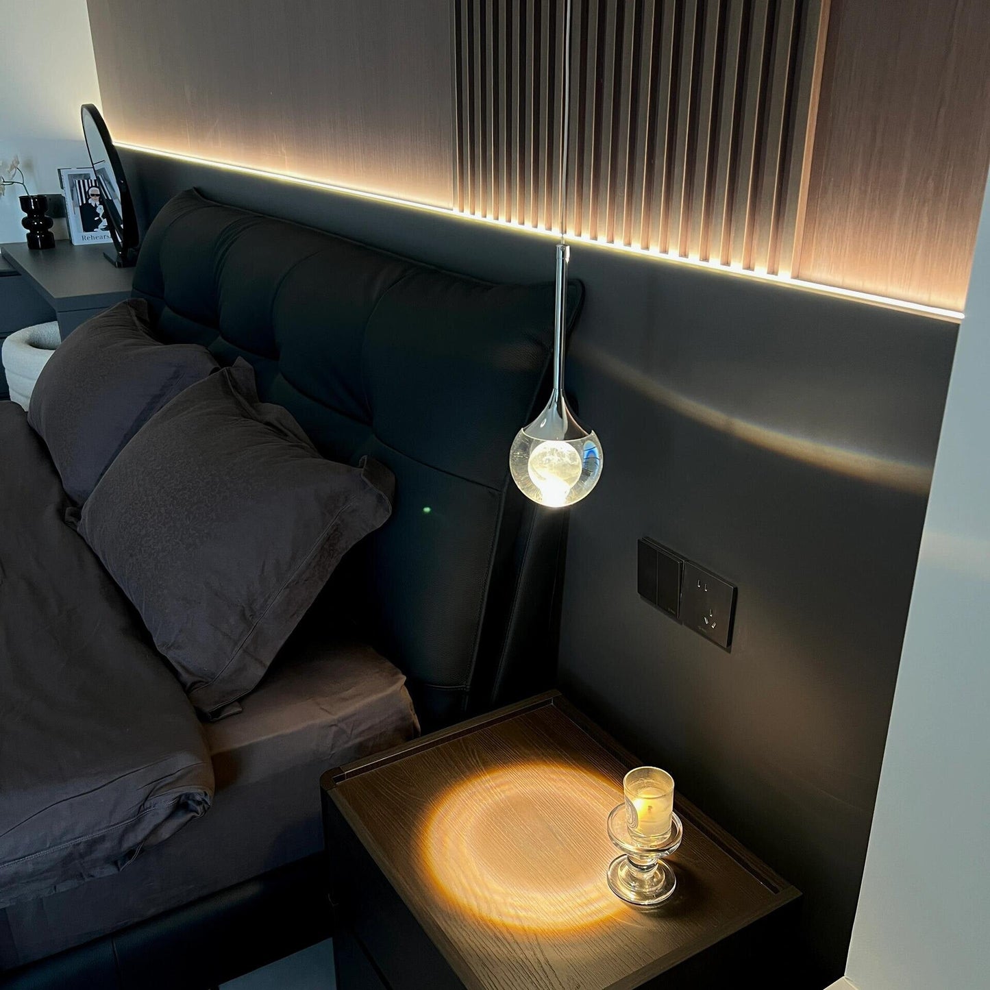 Interactive Floating Moon Pendant Light - Height Adjustable & Hand-Swipe Control