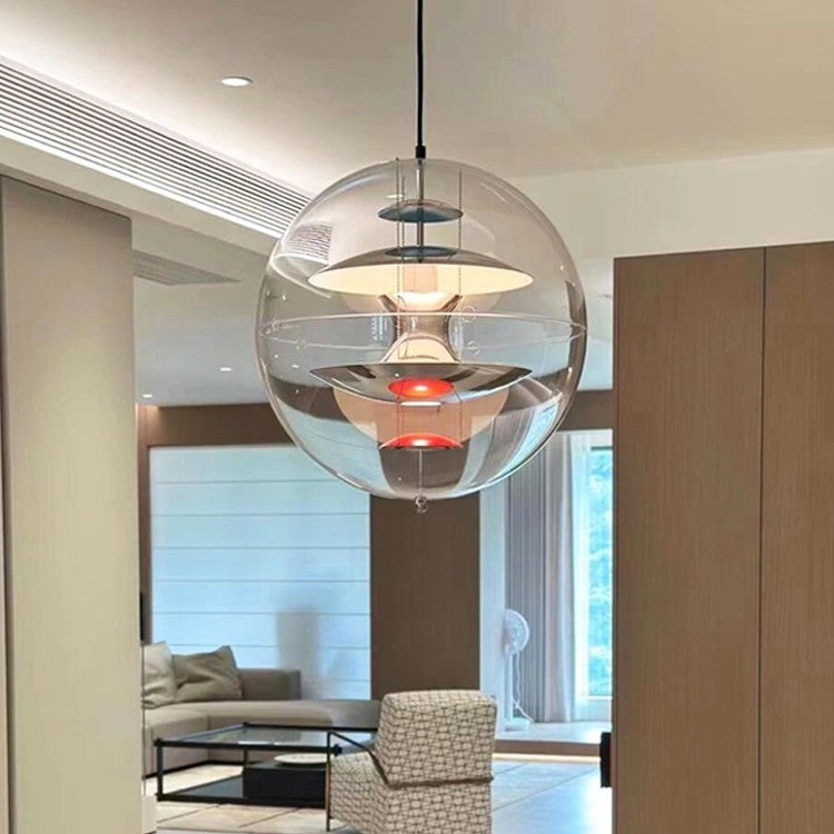 Scandinavian Chrome Pendant Lamp – Modern Minimalist Lighting for Dining & Bedroom