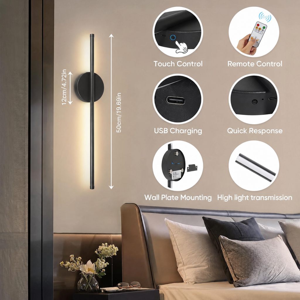 Rechargeable Wireless Wall Sconces with Remote Control